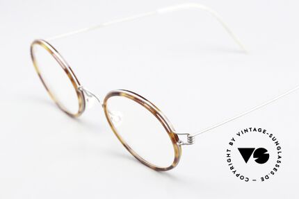 Lindberg Harley Air Titan Rim Round Glasses Women & Men, frame color = matt silver with inner rim in "tortoise", Made for Men and Women