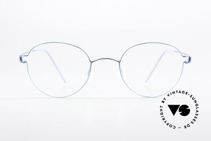 Lindberg Bo Air Titan Rim Blue Panto Glasses Titan, model "Bo" in matt-blue; size 47/21, 145mm temples, Made for Men and Women