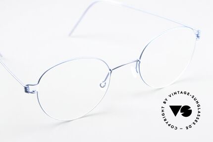 Lindberg Bo Air Titan Rim Blue Panto Glasses Titan, unworn, NOS, with original magnetic case by Lindberg, Made for Men and Women
