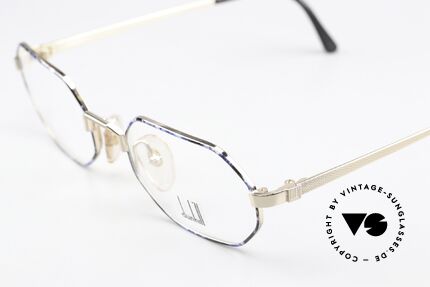 Dunhill 6157 Gentlemen's Glasses 1990, blue marbled and 22ct gold-plated with Barley facets, Made for Men