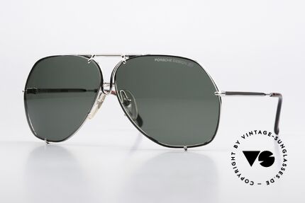 Porsche 5637 Military Style 80's Shades, silver chrome-plated frame with parts in root wood optic, Made for Men