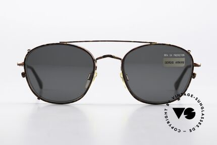 Giorgio Armani 169 Clip On Vintage Eyeglasses, tortoise "chestnut" panto metal frame with clip-on, Made for Men and Women