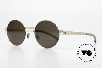 Mykita Moon Unisex Sunglasses Round, matt silver frame with non-reflective brown sun lenses, Made for Men and Women