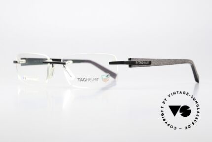 Tag Heuer 8104 Trends Black With Wood Decor, black frame front; acetate temples with wood decor, Made for Men