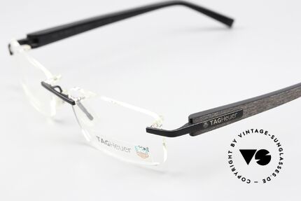Tag Heuer 8104 Trends Black With Wood Decor, dynamic racing eyeglasses (Avant-Garde Eyewear), Made for Men