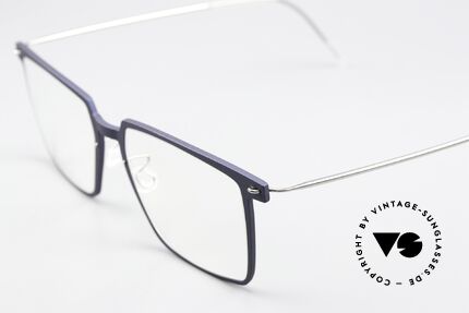 Lindberg 6577 NOW Square Designer Eyeglasses, color D18 / T804 = dark blue front with silver temples, Made for Men and Women
