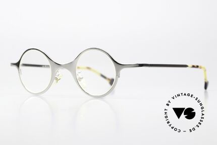L.A. Eyeworks Steincrump Small Round Frame 1998, vintage round unisex metal glasses (chrome-silver shiny), Made for Men and Women