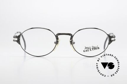 Jean Paul Gaultier 55-4173 Oval Eyewear From 1997, brilliant locking flap-mechanism at the temple hinges, Made for Men and Women