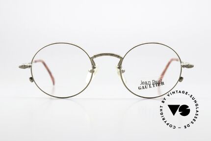 Jean Paul Gaultier 55-4171 1990's Frame Antique Gold, roundish frame with some subtle ornamentations, Made for Men and Women