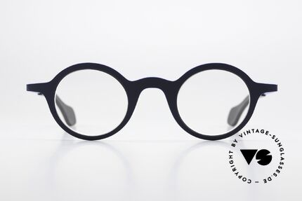 Theo Belgium Mille 24 Round Designer Eyeglasses, model mille+24 with color 374 (double BLUE), Made for Men and Women