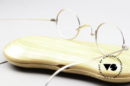 Schubert Antik Museums Glasses 100 Years Old, with spun temples, size 35/24, + Lunor wooden case, Made for Men and Women