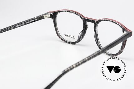 JF Rey JF1398 Ladies Frame Panto Style, here is a ladies model: gray pattern with pink stripes, Made for Women