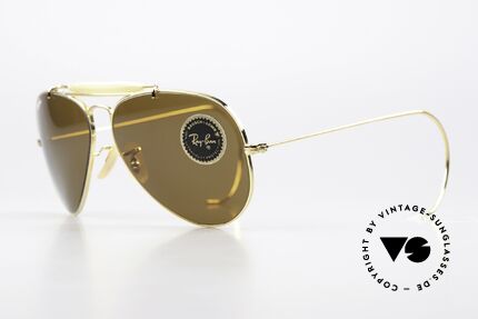 Ray Ban Outdoorsman Rare 58mm Frame Size, rare pilots sunglasses with cable temples; L9799, Made for Men and Women