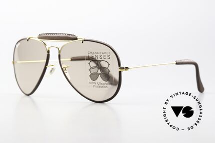 Ray Ban Outdoors Leathers Changeable 58mm Lenses, Changeable Brown (lenses darken in the sun), Made for Men and Women