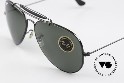 Ray Ban Outdoorsman II G15 Black Chrome Edition, high-end green G15 sun lenses with B&L engraving, Made for Men