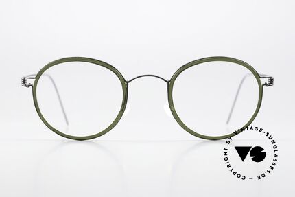 Lindberg Lex 49 Air Titan Rim Panto Glasses Women Men, LEX, size 49-25, temple length 145, col. greenish / black, Made for Men and Women