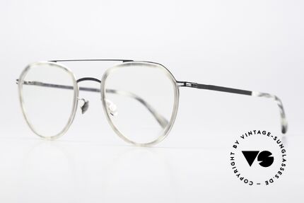 Mykita Jarmo Acetate Inlays In Horn Look, c.989: silver & the acetate looks like gray horn material, Made for Men and Women