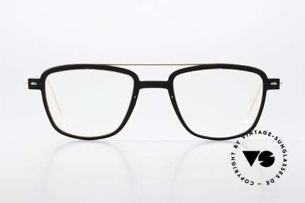 Lindberg 6546 NOW Dull Black And Matt Gold, square model 6546, size 50/21 in timeless coloring, Made for Men