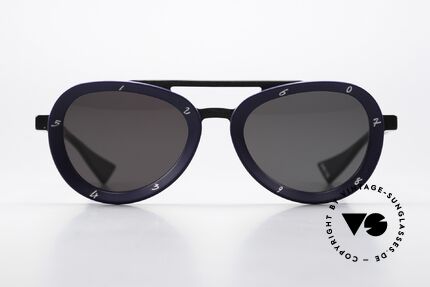 Piero Massaro 373 Matte Black And Matte Blue, very solid designer shades from Sicily, Italy, Made for Men and Women