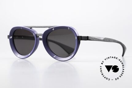 Piero Massaro 373 Matte Black And Matte Blue, exceptionally interesting pair of unisex glasses, Made for Men and Women