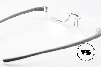Tag Heuer 7104 Rimless Frame Rubber Temples, unworn NOS, shiny ruthenium, made in France, Made for Men