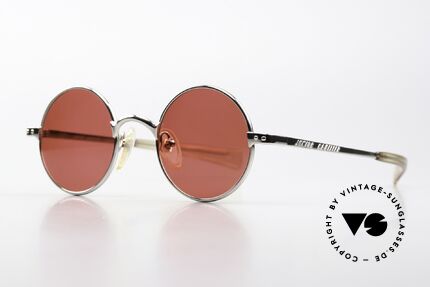 Jean Paul Gaultier 57-0173 Silver Chrome Blood Orange, 1980's top model with "blood orange" sun lenses, Made for Men and Women
