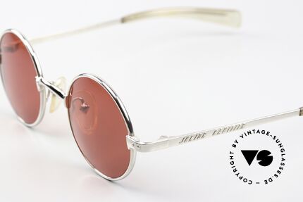 Jean Paul Gaultier 57-0173 Silver Chrome Blood Orange, round frame with "Junior Gaultier" on the temples, Made for Men and Women