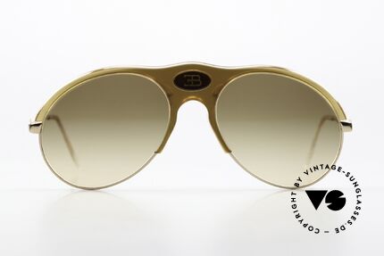 Bugatti 64901 Collector's Shades 70's, gold-shining frame front with golden brown lenses, Made for Men