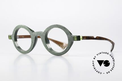 Piero Massaro 905 Round Designer Eyewear, exceptionally interesting pair of unisex glasses, Made for Men and Women