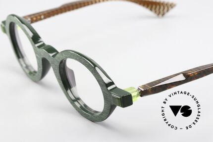 Piero Massaro 905 Round Designer Eyewear, combination of art & technology; spring hinges, Made for Men and Women