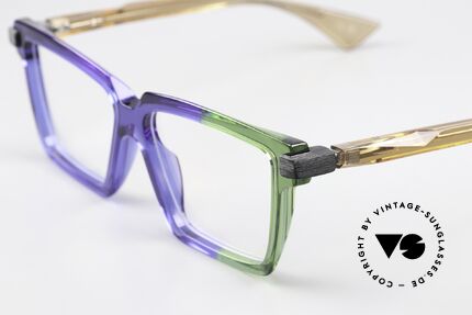 Piero Massaro 915 Designer Frame Blue Green, combination of art & technology; spring hinges, Made for Women
