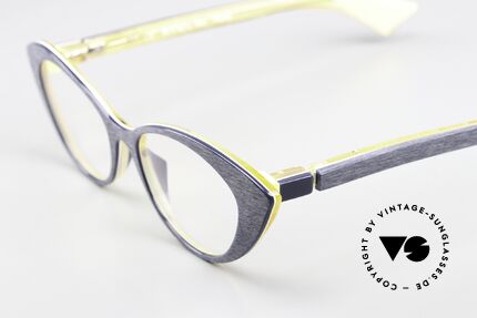 Piero Massaro 462 Designer Cateye Glasses, women's cateye frame design in dark blue and yellow, Made for Women