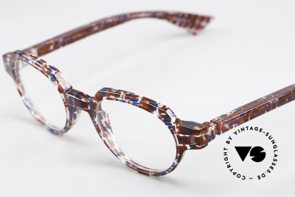 Piero Massaro 432 Patterned Designer Glasses, transparent acetate frame with red pattern; UNISEX, Made for Men and Women
