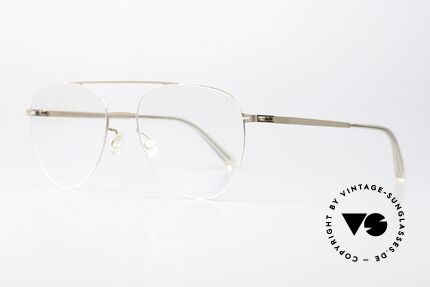 Mykita Jun Large Aviator Lessrim Frame, color 330 = Champagne Gold & Taupe Grey (unisex), Made for Men and Women