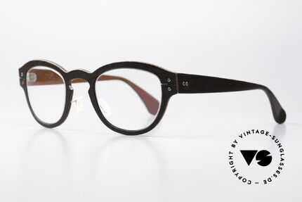 Lucas de Stael Minotaure M02 Leather Frame Panto Unisex, luxury model with leather cover (connoisseur glasses), Made for Men and Women