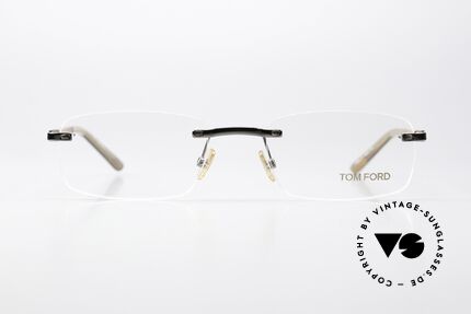Tom Ford TF5080 Rimeless Wooden Temples, very elegant and high-quality frame, made in Italy, Made for Men and Women