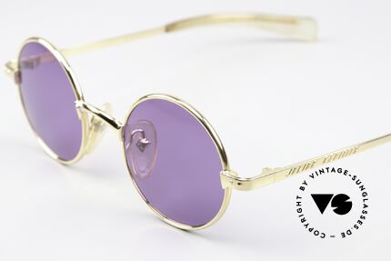 Jean Paul Gaultier 57-0173 Unique Purple Sun Lenses, great contrast between gold frame & purple lenses, Made for Men and Women