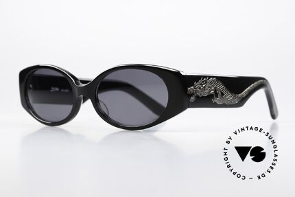 Jean Paul Gaultier 56-0021 The Dragon Sunglasses 90s, color 3: black frame and dragon in anthracite, Made for Men and Women
