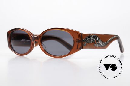 Jean Paul Gaultier 56-0021 The Glasses With The Dragon, col. 1: wine-red frame and dragon in anthracite, Made for Men and Women