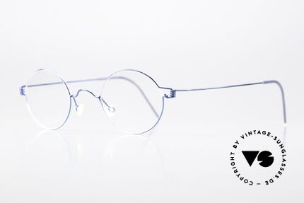 Lindberg Corona 42 Air Titan Rim Round Specs Blue Metallic, simply timeless, stylish & innovative: grade 'vintage', Made for Men and Women