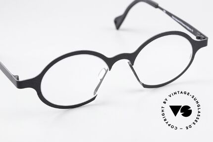 Theo Belgium James 6 Striking Designer Frame, size 47-18 with color code 705 (black metallic), Made for Men and Women
