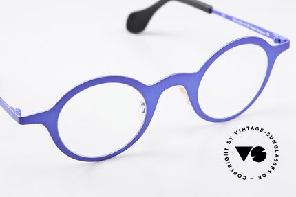 Theo Belgium Mille 24 Metal Frame Blue Metallic, 140mm width = a LARGE size for ladies & gents, Made for Men and Women