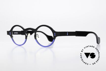 Theo Belgium Huitante Sept Round Titan Frame 2012, two-tone color code 365 (black & blue metallic), Made for Men and Women