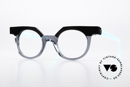 Anne Et Valentin Punchy Artful Designer Glasses, Anne & Valentin specs in black, gray & turquois, Made for Women