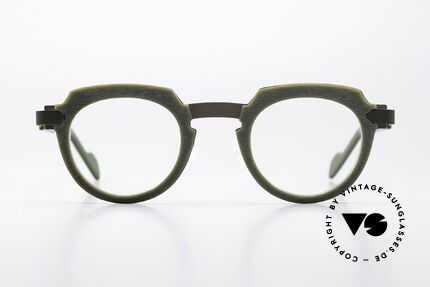 Anne Et Valentin Syntax Metal Plastic Synthesis, panto frame in khaki & taupe by Anne & Valentin, Made for Men and Women