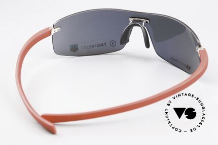 Tag Heuer 5101 Reflex Panorama View Sunglasses, unworn model from 2007 (shiny palladium / red), Made for Men
