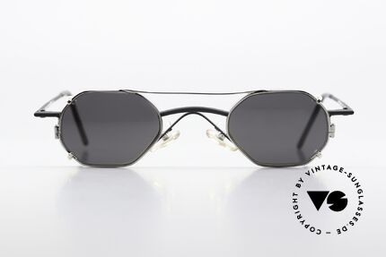 Christian Roth 2401 Small Frame With Clip On, rare vintage designer glasses; matte black & silver, Made for Men and Women