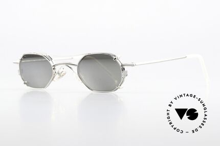 Christian Roth 2401 Silver Mirrored Sun Clip, SMALL frame: lens height 29mm & lens width 40mm, Made for Men and Women