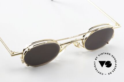 Christian Roth 2400 Gold Plated Frame Clip On, an unworn 90's masterpiece for all lovers of design, Made for Men and Women