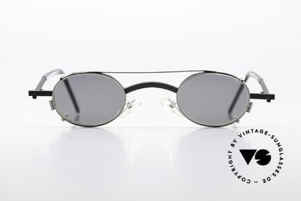 Christian Roth 2505 Oval Frame Silver Clip On, matte black / silver vintage frame with silver clip-on, Made for Men and Women